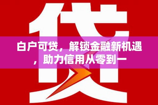 石鼓白户可贷，解锁金融新机遇，助力信用从零到一