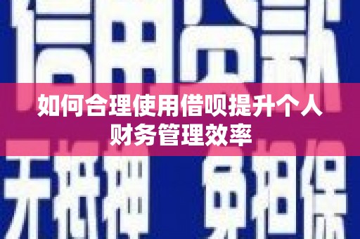 石鼓如何合理使用借呗提升个人财务管理效率