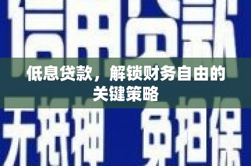 石鼓低息贷款，解锁财务自由的关键策略