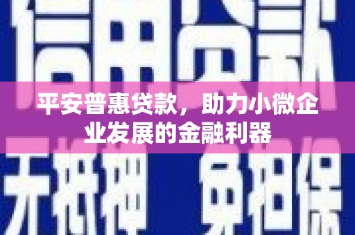 石鼓平安普惠贷款，助力小微企业发展的金融利器