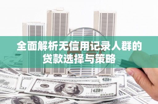 石鼓全面解析无信用记录人群的贷款选择与策略